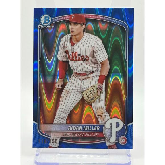 2025 Bowman Chrome Aidan Miller Blue Lava Refractor 116/150 SP Phillies - Picture 1 of 2
